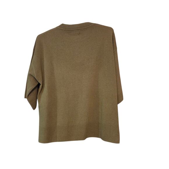 Marella Wool Short Sleeve Sweater Olive Green sz S Crewneck Loose-fit Boxy - Picture 9 of 12